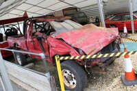 『Top Gear』の撮影に供された「トヨタ・ハイラックス」。2012年に英国ビューリーの「ナショナル・モーターミュージアム」企画展で。