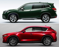「スバル・フォレスター」(従来型)と「マツダCX-5」のサイドビュー。
渕野「デザインというのは機能やテクノロジーとのバランスでできていて、しかもその度合いは、メーカーによって違うんですよ」