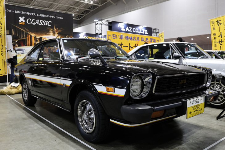 1978年「トヨタ・カローラ レビン1600GT」。型式名TE51こと排ガス対策済みの2T-GEU型ユニットを積んで復活した2代目レビンの最終型だが、この個体は“ブラック レビン”という限定車とのこと。初めて存在を知った。