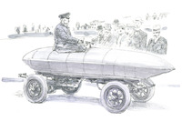 世界で初めて100km/hの壁を越えた「ジャメ・コンタント号」。動力にモーターを用いた電気自動車だった。