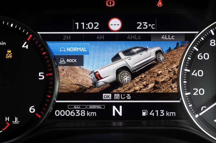 三菱トライトンGSR(4LLcノーマルモード選択時のメーターパネル)