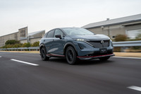 4WD技術「e-4ORCE」の駆動力制御はフロントへの配分を減らし、リアを増やした専用セッティング。フロントタイヤをより旋回方向に使うという意思があるという。