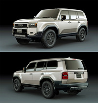 清水氏は丸目2灯のヘッドランプをいたくお気に入りのようだが、「ランクル250」は写真のとおり角目のモデルもある。2種類のフェイスデザインが用意されているのだ。