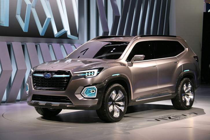 「スバル・ヴィジヴ-7 SUVコンセプト」は7人乗り。市販されれば、スバル史上、最も大きなサイズのクルマになる。タイヤサイズは265/55R21。