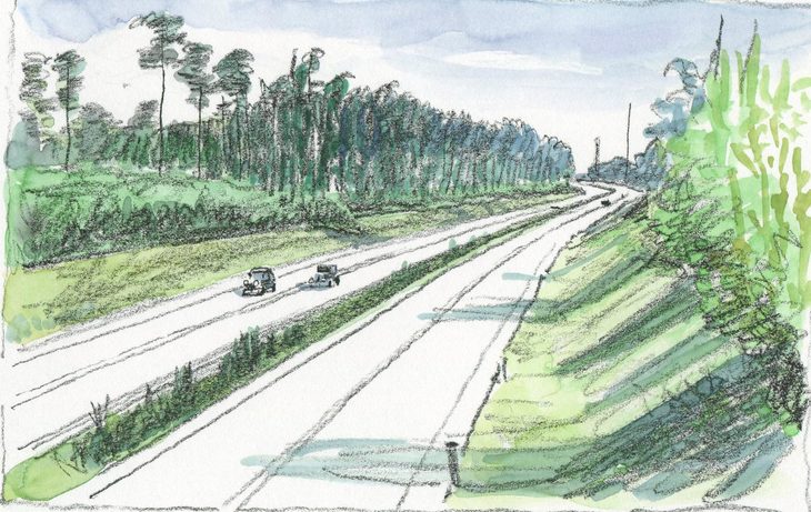 アウトバーンの第1期工事はフランクフルト－ダムシュタットの区間で行われ、1935年5月19日に開通した。