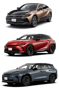 上から順に「クラウン クロスオーバー／スポーツ／エステート」。皆さんは、どのクルマがいちばん「クラウンっぽい」と思いますか？