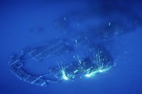 「ポルシェ911 GT2 RS」のピストン成形の様子。アルミニウムの粉末をレーザーが溶かし積層していく。