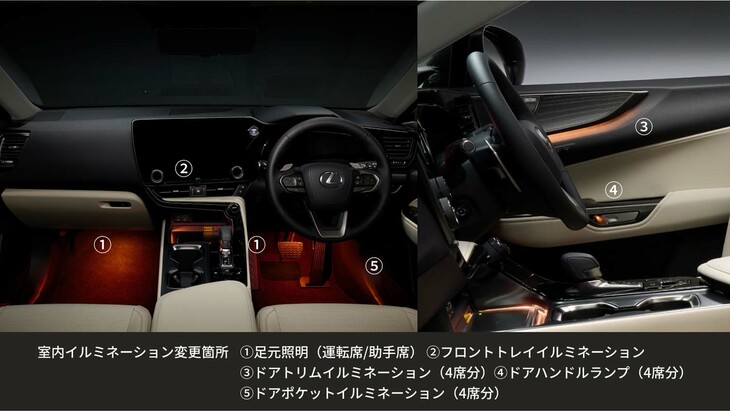 「イルミネーションUPGRADE」でアップグレードされる部位は、写真のとおり複数に分かれている。
