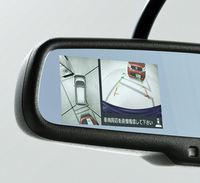 「アラウンドビューモニター」。ルームミラー内に車両周辺の様子が表示される。
    