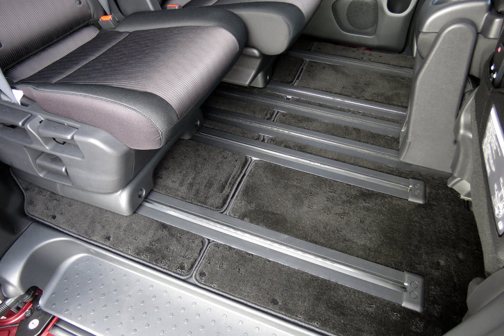 2列目シートを後方に下げたときの足元。