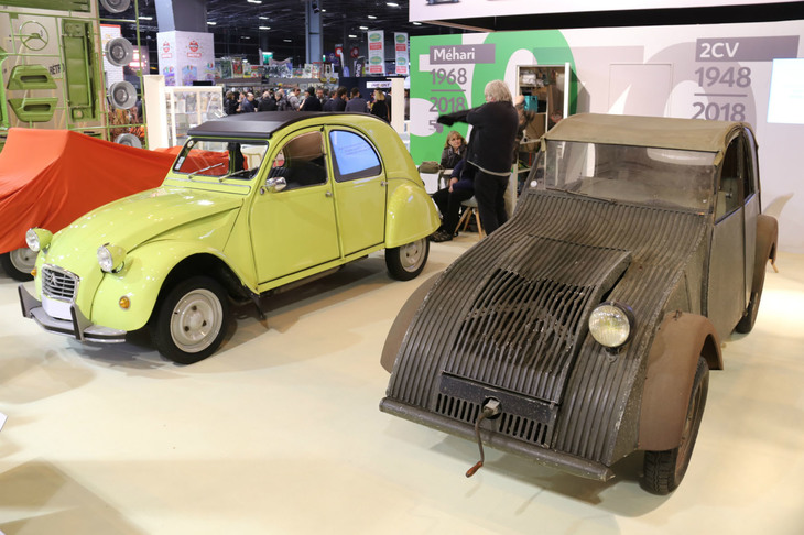 同じく2018年2月のレトロモビルで。「シトロエン2CV」の市販型誕生から70周年をアピールした。