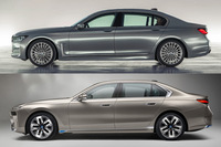 現行型「7シリーズ」のボディーサイズは全長×全幅×全高＝5391×1950×1544mm。3215mmというホイールベースは先代のロングボディーと共通だが、それと比べても外寸は全方位的に拡大し、特に全高が増した。