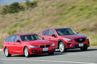 「BMW 320d」と「CX-5 XD」のエンジンフィールの違いはほとんど感じられなかった。（写真＝池之平昌信）