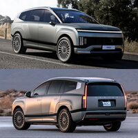 3列シートのクロスオーバーモデル「アイオニック9」。　
	渕野「個別のクルマの完成度もそうですが、ひとつのブランドで、こうまで振れ幅の大きなカーデザインを実現できるのがスゴいと思うんですよ」