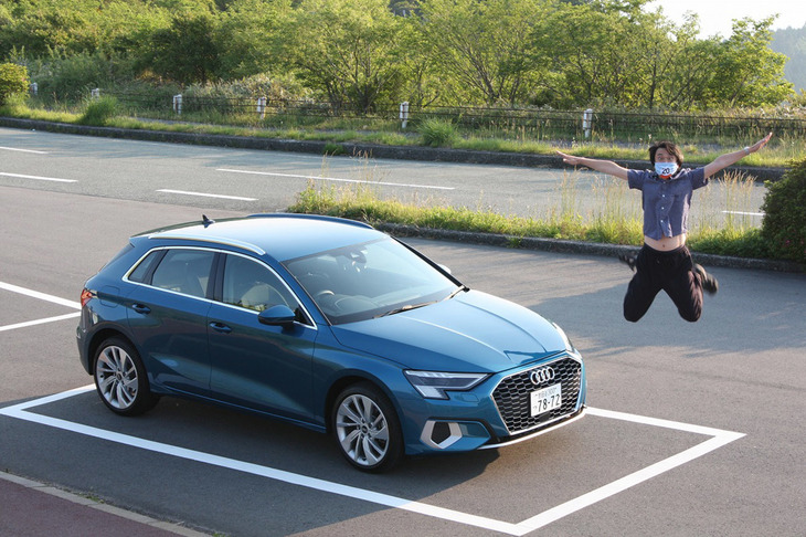 ドイツ車にはうとい筆者のジャンプ。