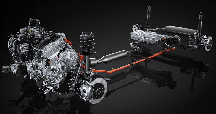 パワートレインは1.5リッター直3エンジンとモーターを組み合わせたフルハイブリッド。バイポーラ型ニッケル水素電池の採用により、EV走行可能領域の拡大と、加速初期の力強い電動アシストを実現した。