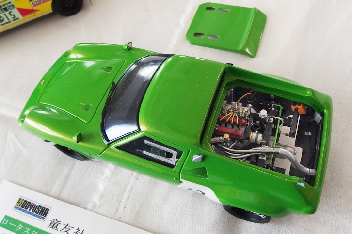 童友社製1/24「ロータス・ヨーロッパSPサーキットの狼」を使い、ヨーロッパをベースとしたグループ4のレーシングカーである「ロータス47」に仕立てたモデル。フルスクラッチされたエンジンとギアボックスの出来栄えに感動。作者いわく「妄想では、筑波サーキットを1分を切って走るマシン」。