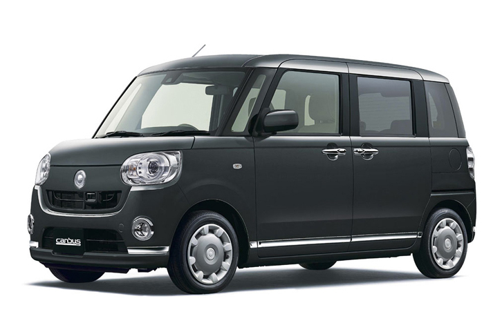 「ムーヴ キャンバス」のカラーバリエーション。写真のボディーカラーは、ブラックマイカメタリック。