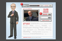 
	【写真上】テレビCMの一コマ。左が主演のツェッチェ会長。
	【写真下】www.askdrz.comのサイト。こちらでテレビCMも見ることができる。
	 