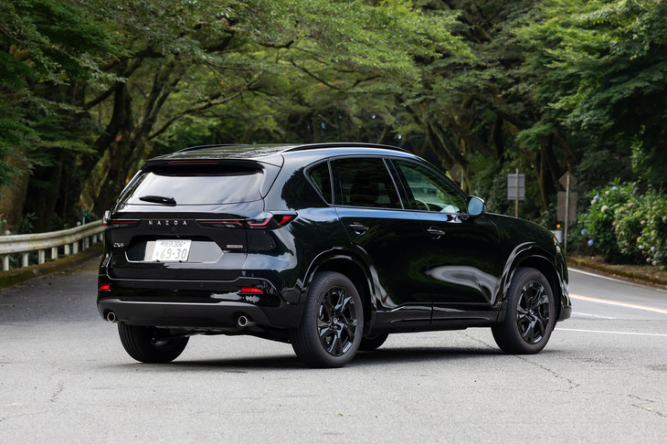 【マツダCX-5 Lのスペック】
	ボディーサイズ：全長×全幅×全高＝4690×1860×1695mm／ホイールベース：2815mm／車重：1710kg／駆動方式：FF／エンジン：2.5リッター直4 DOHC 16バルブ／モーター：交流同期電動機／トランスミッション：6段AT／エンジン最高出力：178PS（131kW）/6000-6200rpm／エンジン最大トルク：237N・m（24.2kgf・m）/3800-4000rpm／モーター最高出力：6.5PS（4.8kW）/1000rpm／モーター最大トルク：60.5N・m（6.2kgf・m）/100rpm／タイヤ：（前）225/55R19 99V／（後）225/55R19 99V（ブリヂストン・アレンザ001）／燃費：15.2km/リッター（WLTCモード）／価格：407万円
	
	【取材時の燃費データ】
	テスト距離：264.4km（市街地2：高速道路6：山岳路2）／使用燃料：21.4リッター（レギュラーガソリン）／参考燃費：12.4km/リッター（満タン法）／16.2km/リッター（車載燃費計計測値）