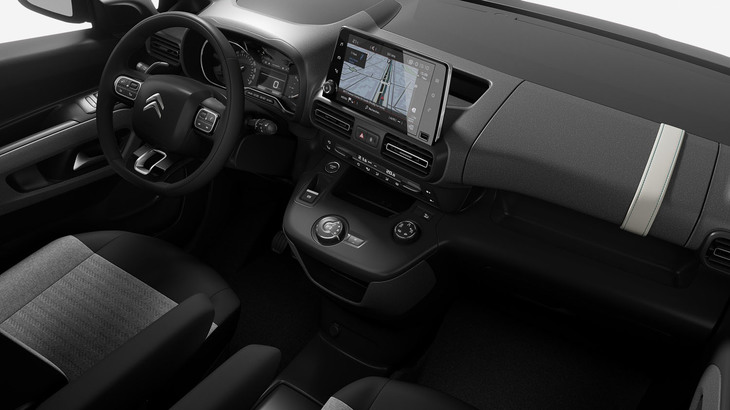 「ベルランゴ」のダッシュボード。センターディスプレイは「Apple CarPlay」や「Android Auto」に対応する。