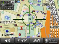 PNDでは珍しい市街地詳細地図を搭載。地図上から細かいスポットを目的地設定するときに便利。
