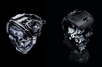 「5008」に搭載される1.6リッターガソリンターボエンジン（左）と2リッターディーゼルターボエンジン（右）。