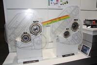 東芝のハイブリッド車用モーター／発電機。左が「フォード・エスケープ」、右が「フォード・フュージョン」に採用されているもの。なお東芝は、フォルクスワーゲンと次世代電気自動車の開発に関して協力することが発表されている。