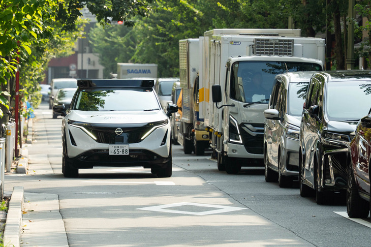 次世代「プロパイロット」搭載車のデモンストレーション走行は、東京・銀座を中心とする一般公道で行われた。