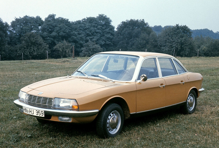 「K70」のベースとなった「NSU Ro80」。497.5cc×2のロータリーエンジンを積んだ革新的なFFサルーン。肝心のロータリーの信頼性不足でつまずいたが、空力的なボディーは1980年代のアウディのエアロルックの源流となった。