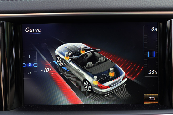 ダイナミックカーブ機能は、走行モード切り替え機構「ダイナミックセレクト」でカーブモードを選択すると作動する。