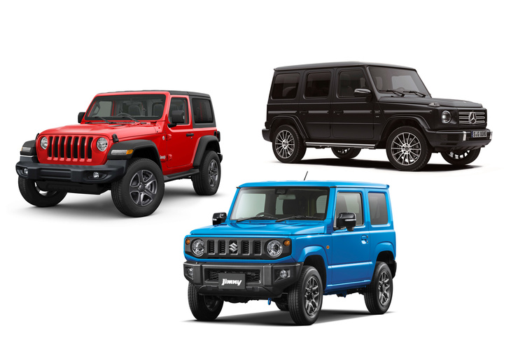 キープコンセプトの「Gクラス」や「ラングラー」に、先祖返りした「ジムニー」。デザインの上でも先達の築いた歴史を大事にするのがクロカンの流儀である。