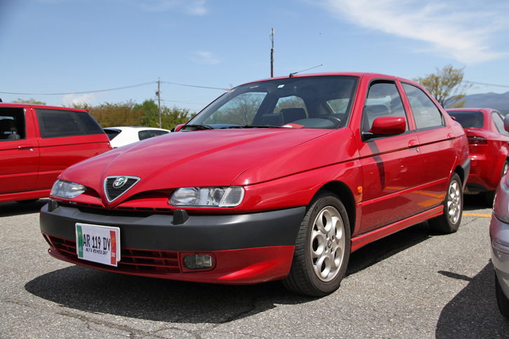 特別展示ではないが、筆者にとって特別な存在（かつて愛用していたのと同型）である「146ti」。日本でも比較的売れた3ドアハッチバックの「145」の姉妹車となる、短いノッチの付いた5ドアハッチバックで、正規輸入はされなかった。