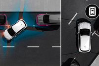 車両の周囲の状況を真上から見下ろしたような映像で表示する360°カメラを採用。