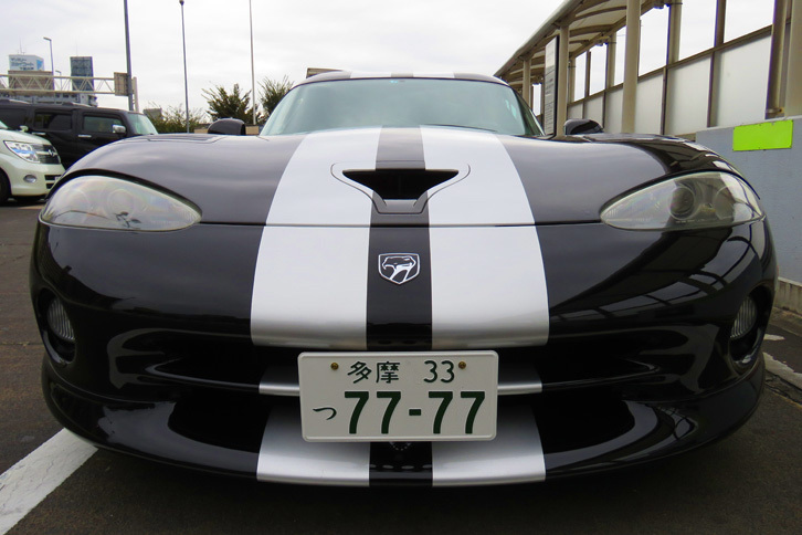 少し前に流行した、“鼻デカ犬”風にマイカーを撮影。初代「バイパー」は、本当に何を考えているのかよく分からない顔をしている。2代目からはハッキリとした“怒り顔”になったんだけどね。