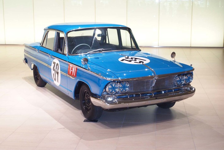 「日産名車再生クラブ」が本年度レストア作業を行う、1964年の第2回日本GPに出場した「プリンス・グロリア スーパー6 T-VIレース仕様車」。