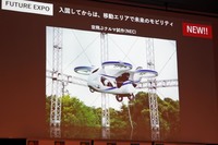 NECは“空飛ぶクルマ”を提案。未来のモビリティーに関する展示も多種多様だ。