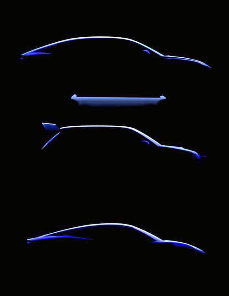 今回開発計画が示されたアルピーヌブランドのEVは3モデル。うち2台はスポーツカー然とした形に見える。