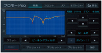 プロモードEQでは個々のクルマの車内音響をパラメトリックEQで補正してなめらかな特性に補正できる。