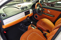 ハーベストと呼ばれるカラーリングの「カレドニアンレザー」を用いたインテリア。
    