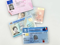 手前から納税者番号＋保険証、IDカード、滞在許可証、運転免許証。