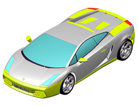 ガヤルドのボディ構成。グレーの部分がアルミパネル、黄色はプラスチックだ。