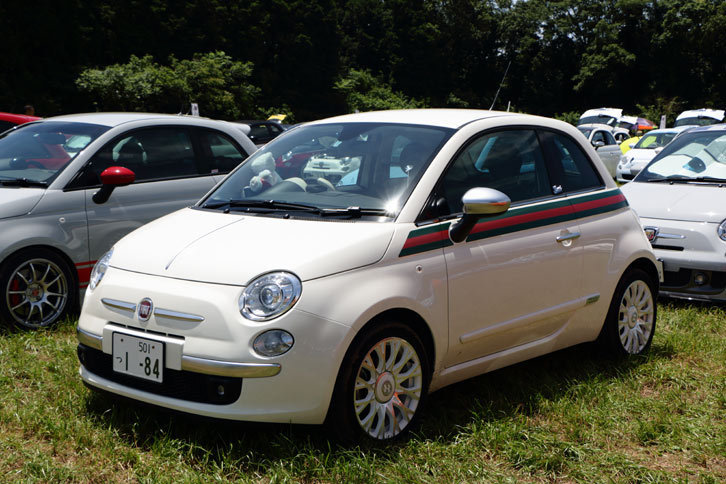 イタリアのファッションブランドGucciとのコラボモデル、「500 by Gucci」。「500C」ベースのものも存在する。
			 