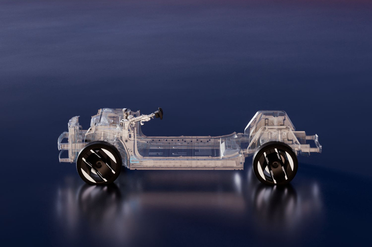 2027年の投入を予定している「STLA One」。B～Dセグメントをカバーする新開発のスケーラブルアーキテクチャーで、800Vの電動パワートレインを搭載したEVの展開も想定している。