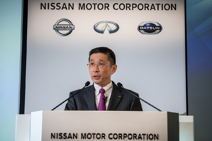 日産自動車の西川廣人CEO。写真は2017年11月8日に、2017年上期の決算を発表したときのもの。