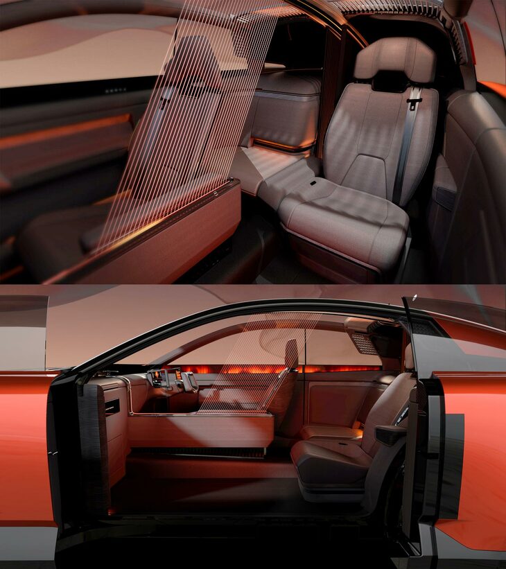 「センチュリー クーペ」は3人乗り。助手席（というかVIP席）は後ろまでシートをスライドさせて足を伸ばしたり、大きくリクライニングさせたりして、ゆったりくつろげる。