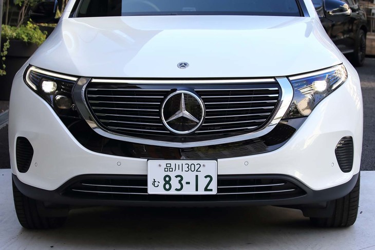 ヘッドランプとグリルが一体になったフロントマスク。ランプにはブルーのアクセントが添えられている。