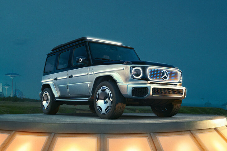 メルセデス・ベンツEQG／価格：約13万ユーロ（約1820万円）／市場投入時期：2024年／「Gクラス」もついに電気自動車に！ 電動版Gクラスは今のところスタディーモデルにすぎないものの、リダクションやロックなどの全輪駆動やオフロード技術も市販モデルに踏襲される予定だ。バッテリーはラダーフレームに収納されている。