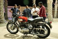 試乗会の会場に展示された、「ロイヤルエンフィールド・インターセプター700」。