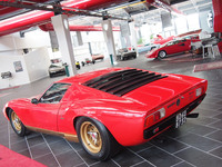 「ランボルギーニ・ミウラP400SV」は、1971年から73年にかけて約150台が生産された。ボローニャ県のフェルッチョ・ランボルギーニ博物館で。